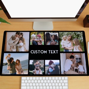 Photo Collage Desk Mat, Custom Text Desk Pad, Photo Mouse Pad, Personalized Large Mouse Pad, Gift for Family, Birthday Gift