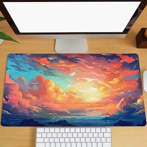 Sunset Clouds Desk Mat, Aesthetic Gaming Mousepad, Sky Desk Mat, Extended Large Mouse Pad, Desk Mat for Office and Gaming