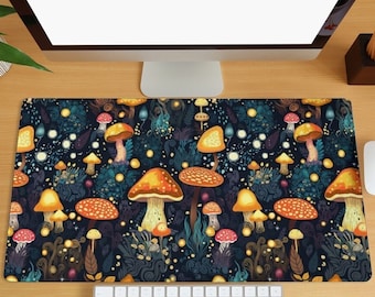 Mushroom Desk Mat, Cottagecore Large Mouse Pad, Aesthetic Mouse Pad for Computer Laptop, Extended Gaming Mousepad, Mushrooms Forest Nature