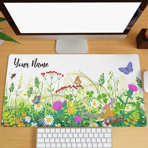 Flower Desk Mat, Custom Desk Pad, Personalized mouse pad, big gaming Keyboard desk mat, Floral Aesthetic Mouse Pad, Office Decor