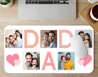 Custom Desk Mat with 5 Photos, Photo Desk Mat, Custom Desk Mat, Personalized Desk Mat, Photo Mousepad, Photo Desk Mat, Fathers Day Gift