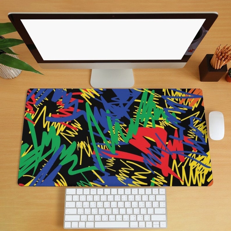 Colorful Abstract Texture Desk Mat Geometric Gaming Desk Mat Modern ...