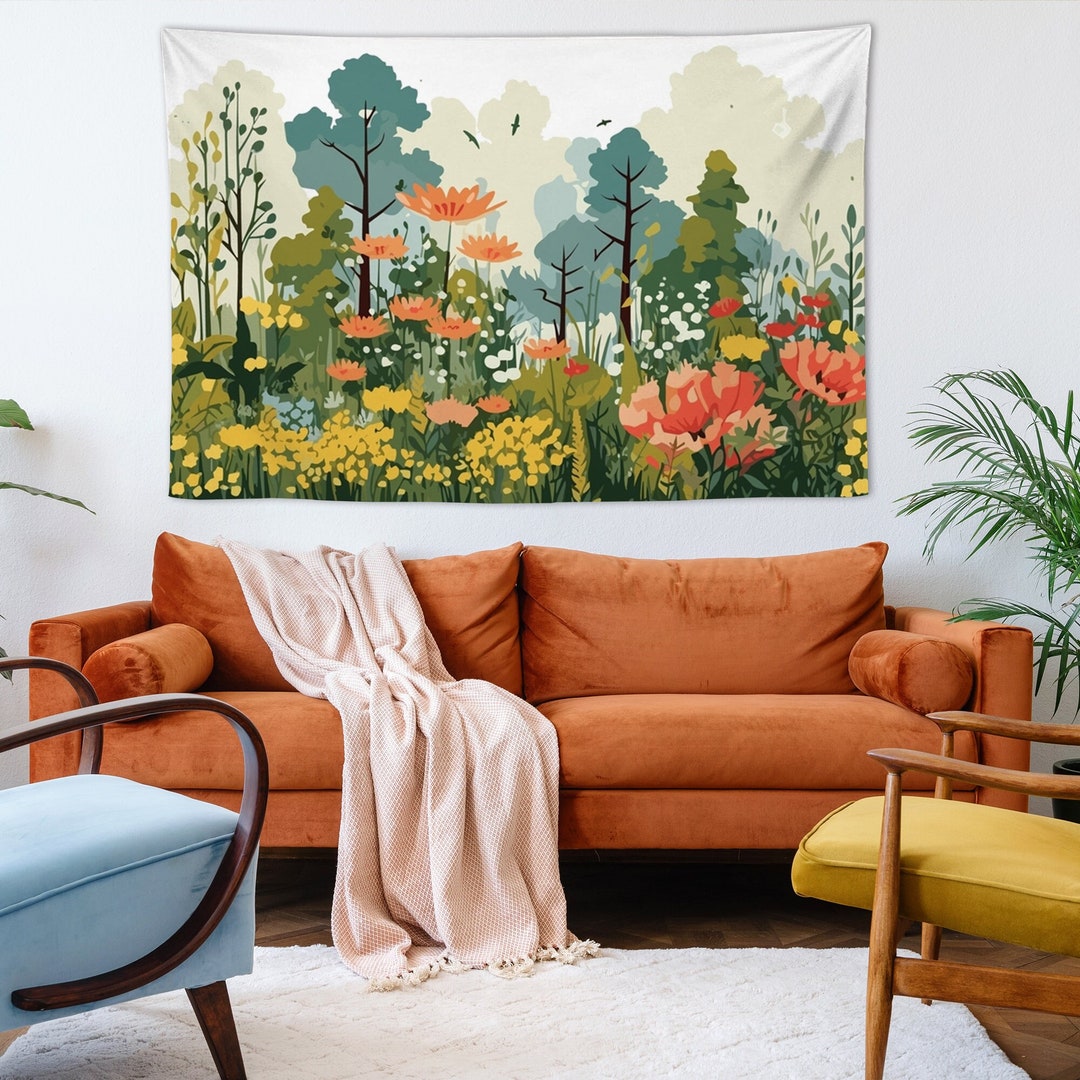 Neasow Colorful Floral Tapestry Wall Hanging, Bright Boho