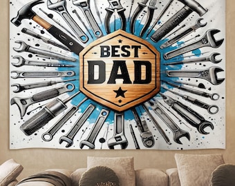 Best Dad Tapestry, Tapestries for Bedroom Bathroom Father Birthday Gift For Father, Father's Day Gift Best Gift For Dad, Gifts For Family