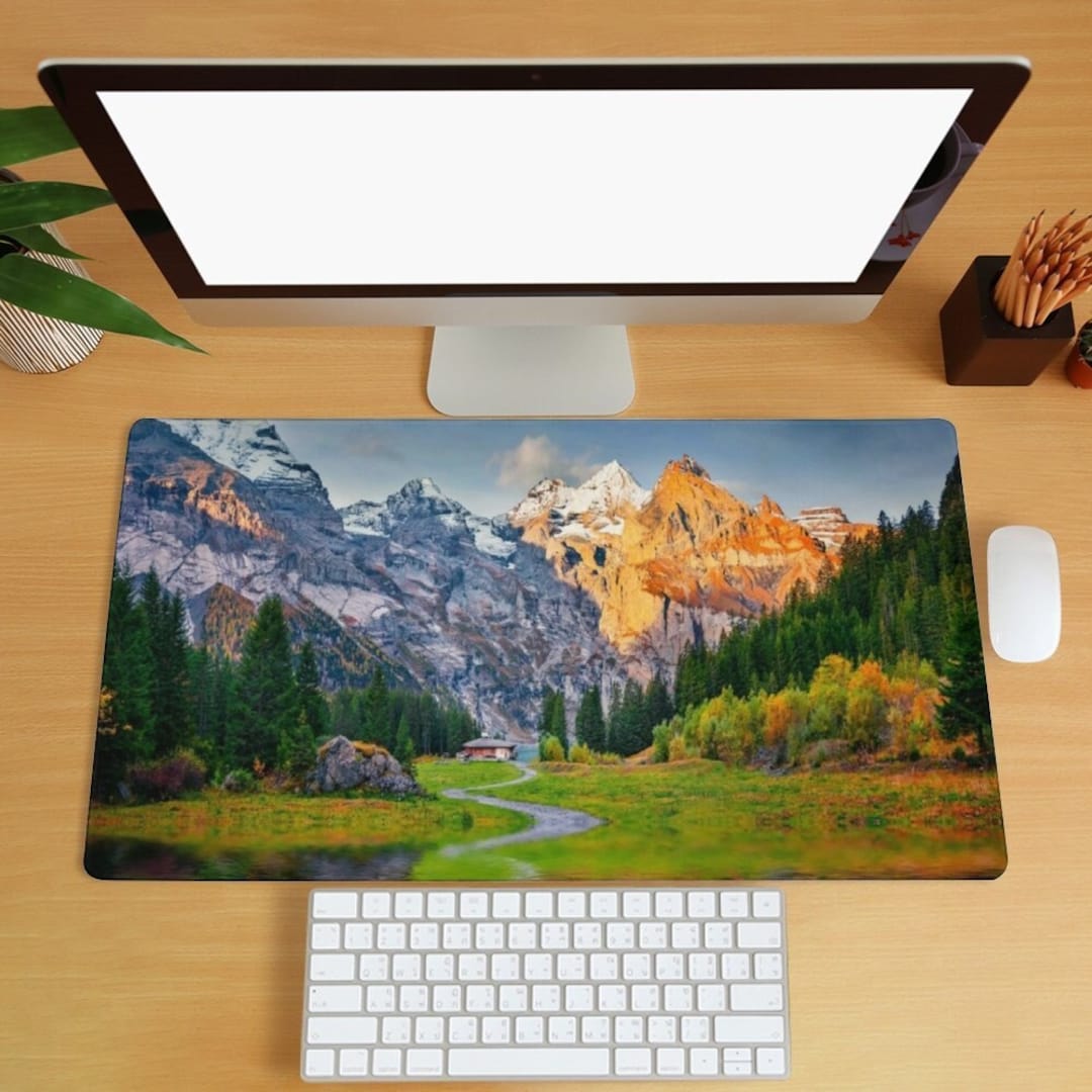 Coldtop Snow Mountain Desk Mat, Forest Large Desk Mat, Autumn Nature Landscape ...