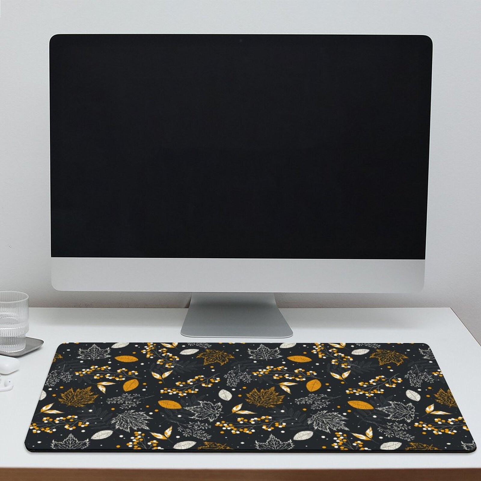 Fall Leaves Desk Mat, Botanical Desk Mat, Plants Mouse Pad, Extended ...