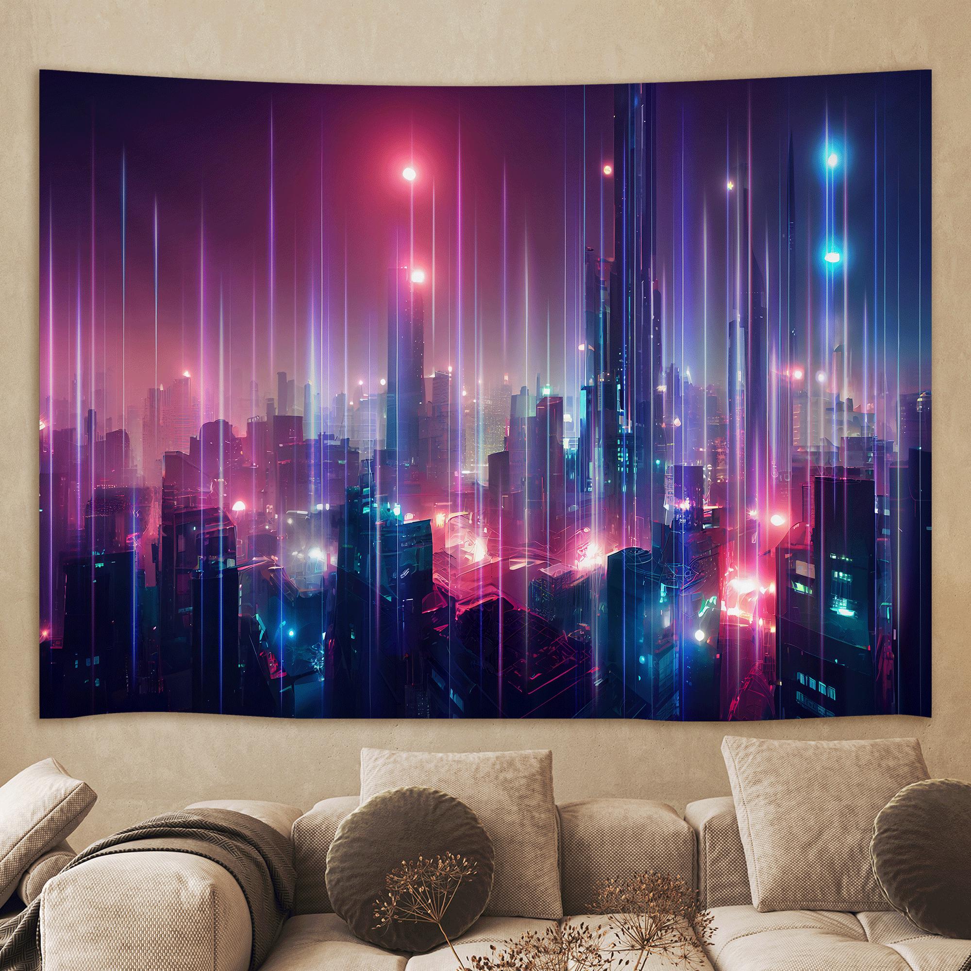 Cyberpunk Tapestry, Cyberpunk City Poster, Neo Futuristic Wall Art ...