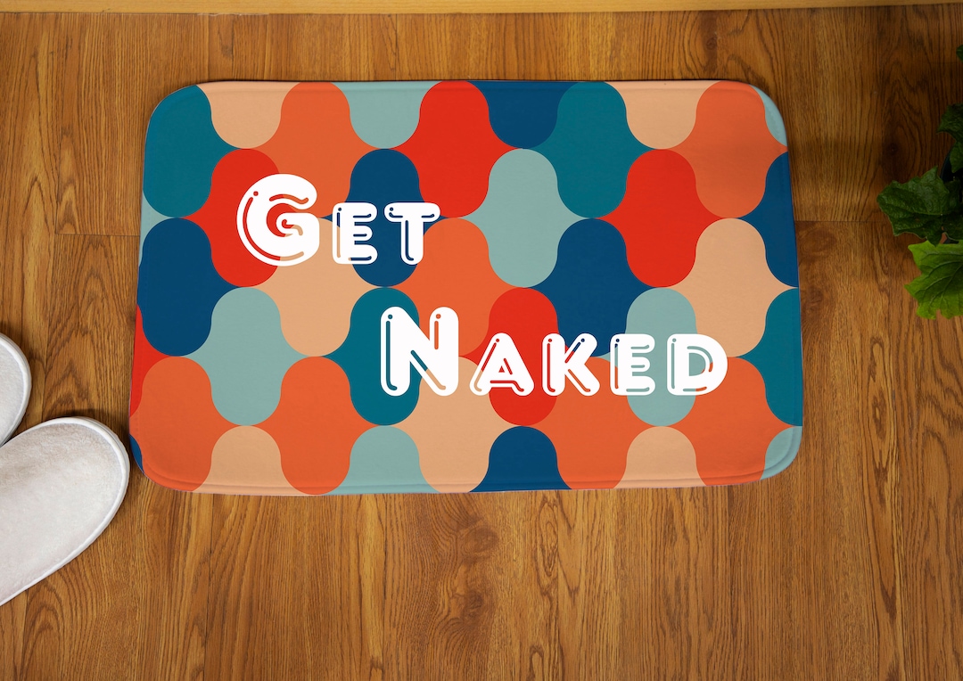 Get Naked Bath Mat, Groovy Bathmat, Retro Bathmat, Funny Bathroom Rugs
