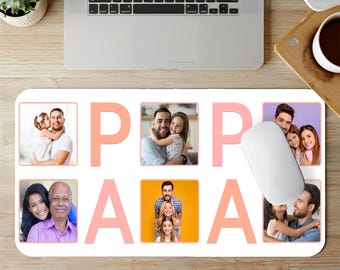 Custom Desk Mat with 6 Photos, Photo Desk Mat, Custom Desk Mat, Personalized Desk Mat, Photo Mousepad,Custom Father's Day Gift, Office Decor