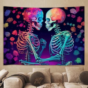Beautiful skull Wall Tapestry, Goth Tapestry, Sci-Fi Tapestry, Gothic Wall Art Skeleton Tapestry, Dark Academia Decor for bedroom room