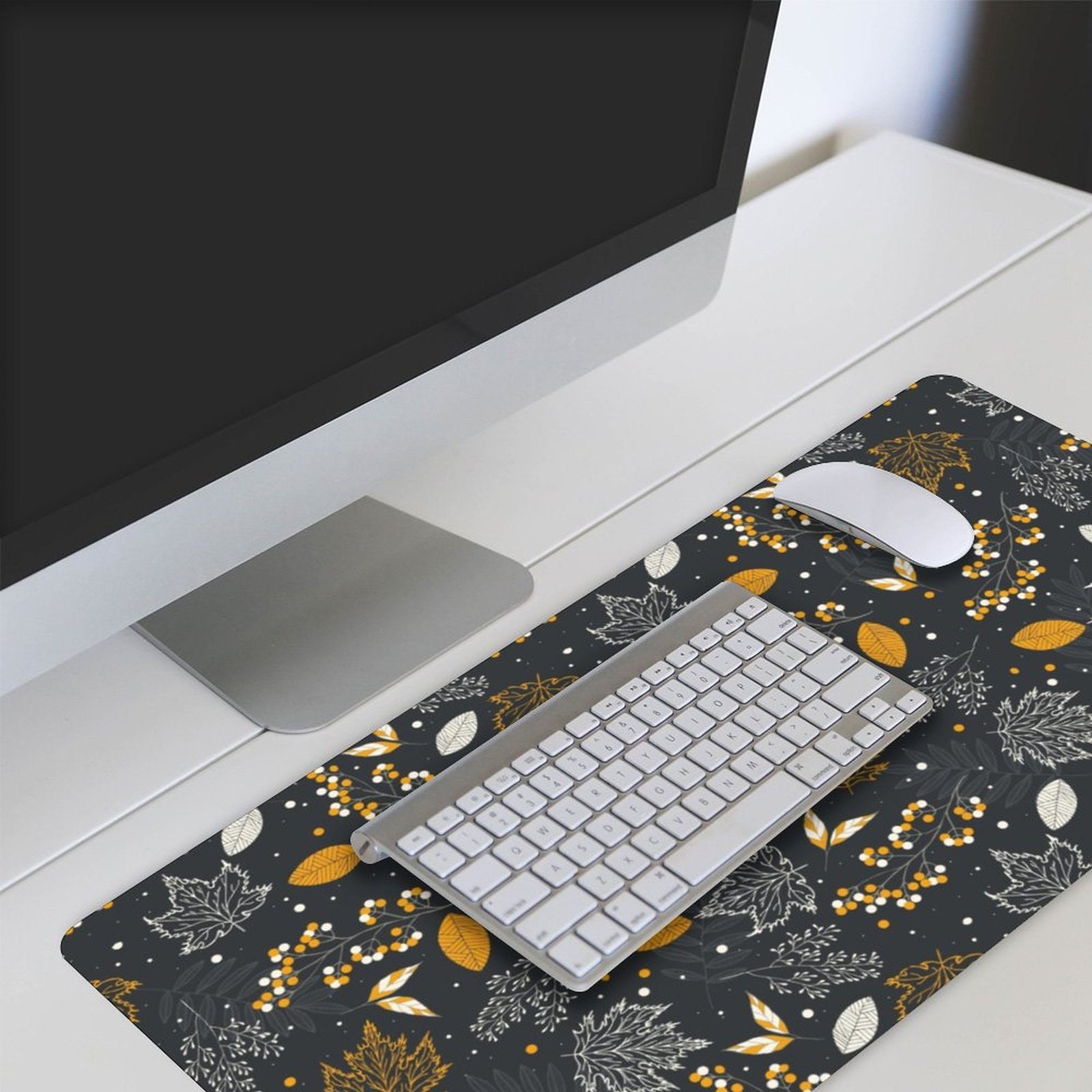 Fall Leaves Desk Mat, Botanical Desk Mat, Plants Mouse Pad, Extended ...