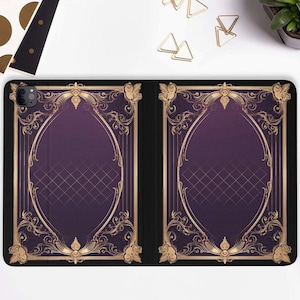 Custodia per iPad Grimoire viola scuro Custodia per iPad con portapenne iPad Pro 11 10.2 10.9 pollici iPad Air 5 4 iPad Pro 12.9 11 Mini 6 Libro retrò Witch