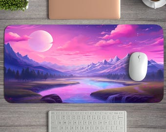 Pink Galaxy Desk Mat, Universe Desk Mat, Astronaut Mouse Pad, Planets Desk Accesories, Space deskmat,Cosmic Desk Mat,Gift for Gamer Mousepad