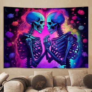 Beautiful skull Wall Tapestry, Goth Tapestry, Sci-Fi Tapestry, Gothic Wall Art Skeleton Tapestry, Dark Academia Decor for bedroom room