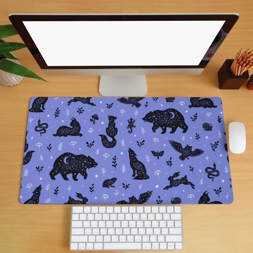 Tapis De Souris De Jeu Avec Motif Renard Et Fleurs – Grand Tapis De Clavier Avec Sous-main Spacieux – Avec Fonctions Imperméables Multifonctionnelles