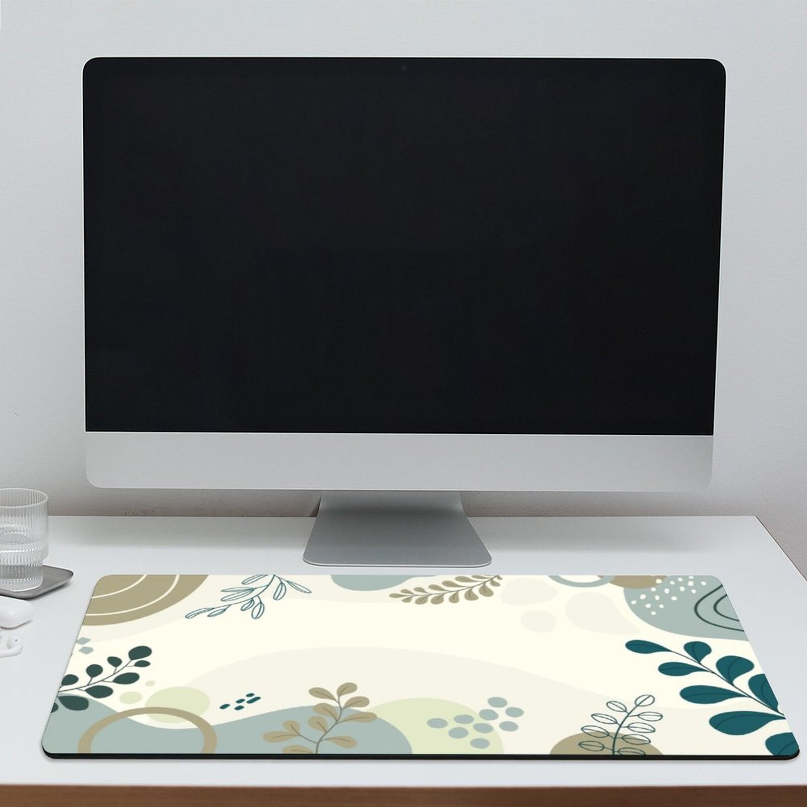 Boho Aesthetic Desk Mat, Abstract Leaf Desk Mat, Minimalist Art Desk ...