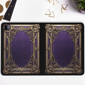 Custodia per iPad Grimoire viola scuro Custodia per iPad con portapenne iPad Pro 11 10.2 10.9 pollici iPad Air 5 4 iPad Pro 12.9 11 Mini 6 Libro retrò Witch