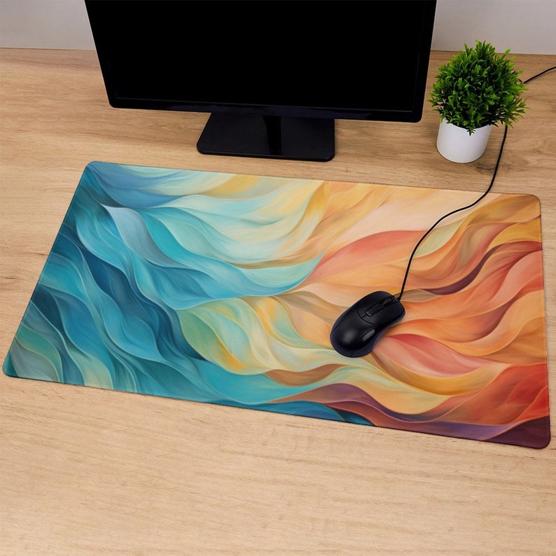 Colorful Desk Mat, Modern Art Desk Mat, Aesthetic Desk Mat, Retro Large ...