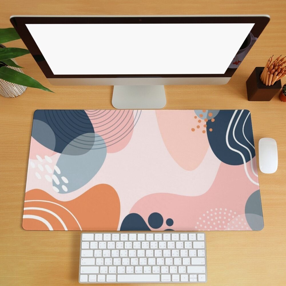 Abstract Desk Mat Minimalist Aesthetic Gaming Mouse Pad Boho Extra ...