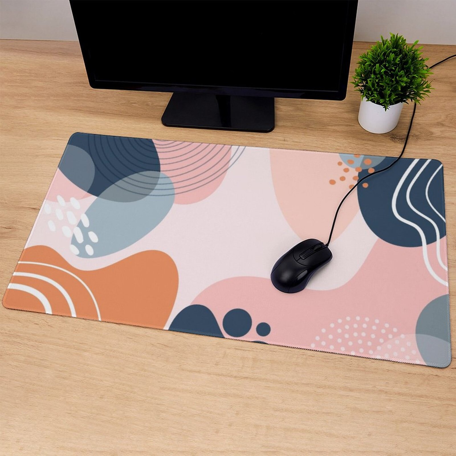 Abstract Desk Mat Minimalist Aesthetic Gaming Mouse Pad Boho Extra ...