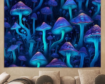 Sci-Fi Mushroom Tapestry, Retro Mushroom Tapestry, Magic Mushroom Wall Hanging, Fantasy Wall Tapestry, Home Decor for bedroom living room