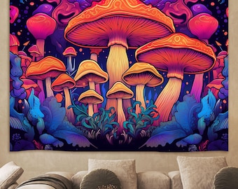 Mushroom Tapestry, Magic Tapestry, Trippy Decor, Trippy Surreal Wall Hanging Trippy Tapestry,Psytrance Tapestry, Home Decor for bedroom room