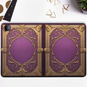 Custodia per iPad Grimoire viola scuro Custodia per iPad con portapenne iPad Pro 11 10.2 10.9 pollici iPad Air 5 4 iPad Pro 12.9 11 Mini 6 Libro retrò Witch