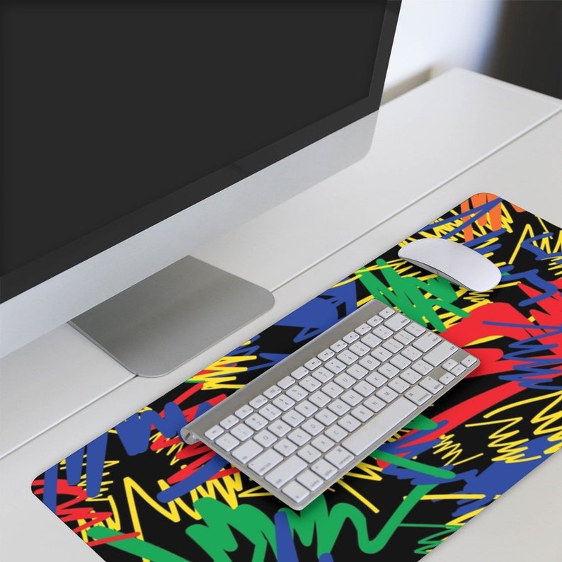 Colorful Abstract Texture Desk Mat Geometric Gaming Desk Mat Modern ...