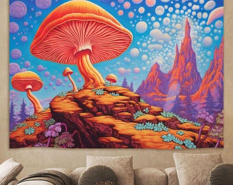 Mushroom Tapestry, Magic Tapestry, Trippy Surreal Wall Hanging Trippy Tapestry,Trippy Decor, Psytrance Tapestry, Home Decor for bedroom room