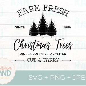 Fichier de coupe d'arbres frais de ferme | Ferme arboricole SVG | Téléchargement numérique | Impression des Fêtes | Fichier de découpe de Noël | Silhouette Cricut | Vacances SVG