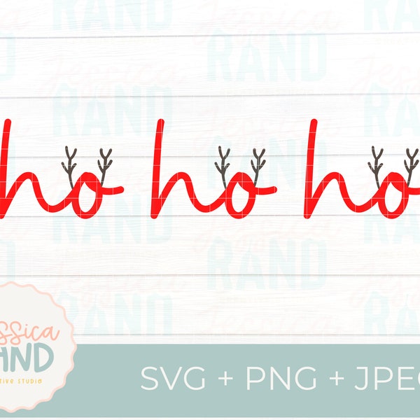 Ho Ho Ho Cut File | Santa Reindeer SVG | Digital Download | Holiday Print Design | Christmas Cut File | Cricut Silhouette | Holiday SVG PNG