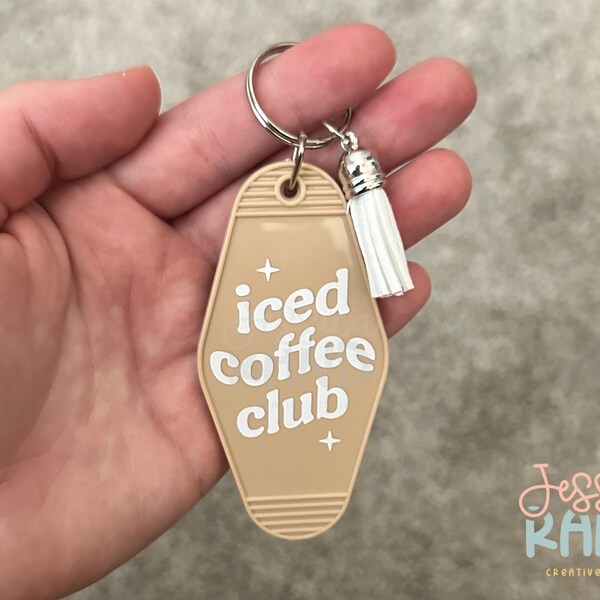 Iced Coffee Club Motel Keychain | Retro Keychain | Cute and Funny Hotel Keychain | Gift for Her | Cute Accessories