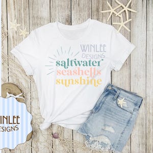 Saltwater Seashells Sunshine SVG | Summer Shirt SVG | Beach Tote Bag Cut File | Summer Vibes SVG | Vacation Shirt | Coastal Beach Svg Design