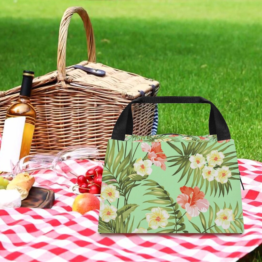 Floral Leaf Colorful Lunch Boxred Flower Tote Etsy