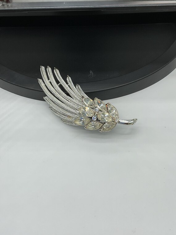 0274# Unsigned Silvertone CORO FEATHER  rhineston… - image 1