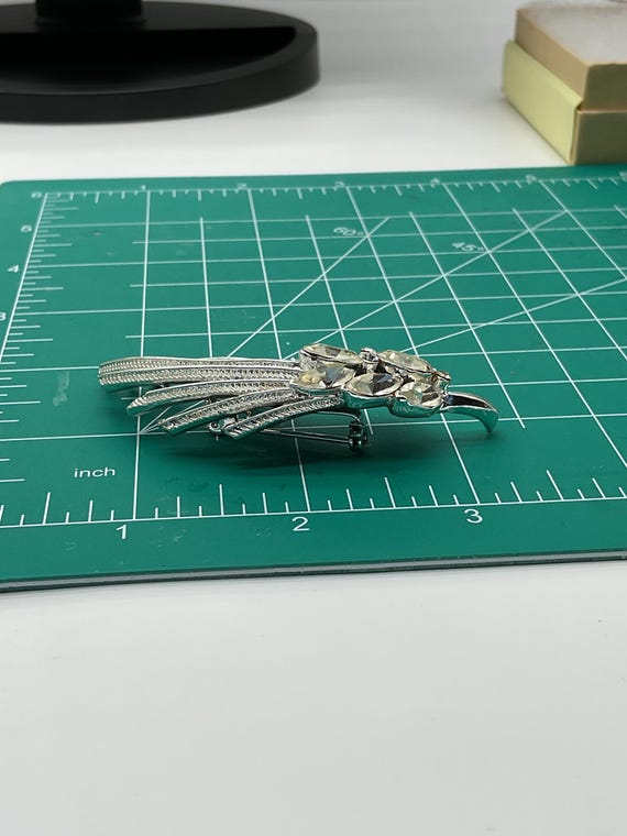 0274# Unsigned Silvertone CORO FEATHER  rhineston… - image 6