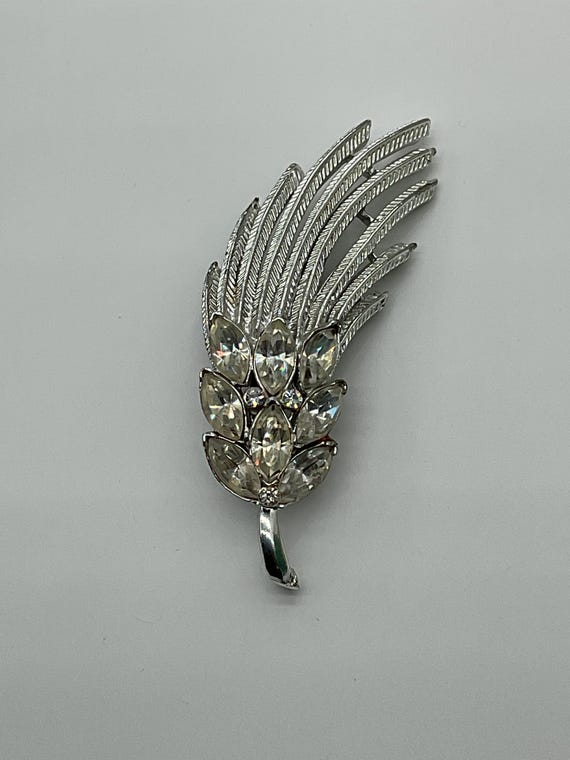 0274# Unsigned Silvertone CORO FEATHER  rhineston… - image 3