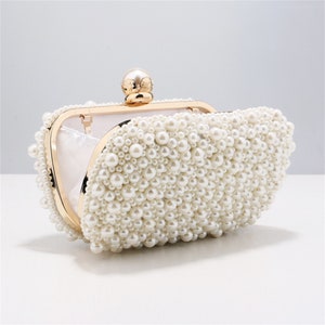 Quadratische Perle Clutch Abendtasche Für Hochzeit Bankett Perle Brauttasche Braut Clutch Brauttasche Hochzeitsgeschenke Brautgeschenk Perlenkette Bild 8