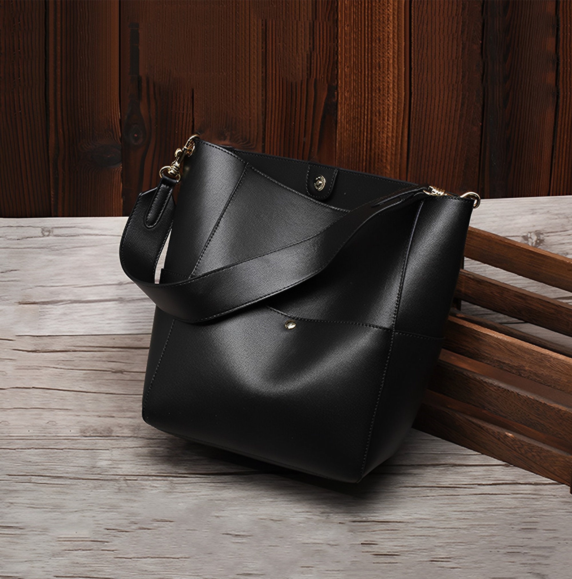 Square Bucket Bag Genuine Leather,leather Shoulder Bag,crossbody Bag ...