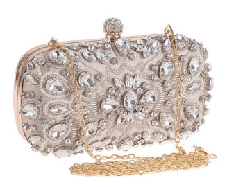 Nailed Beads Clutches Evening Bag For Wedding Banquet, Inlaid Diamond Handbag, Bridal Bag Bridal Purse, Wedding Gift Bridal Gift