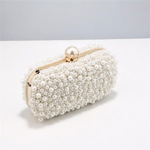 Quadratische Perle Clutch Abendtasche Für Hochzeit Bankett Perle Brauttasche Braut Clutch Brauttasche Hochzeitsgeschenke Brautgeschenk Perlenkette Bild 6