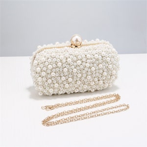 Quadratische Perle Clutch Abendtasche Für Hochzeit Bankett Perle Brauttasche Braut Clutch Brauttasche Hochzeitsgeschenke Brautgeschenk Perlenkette Bild 5