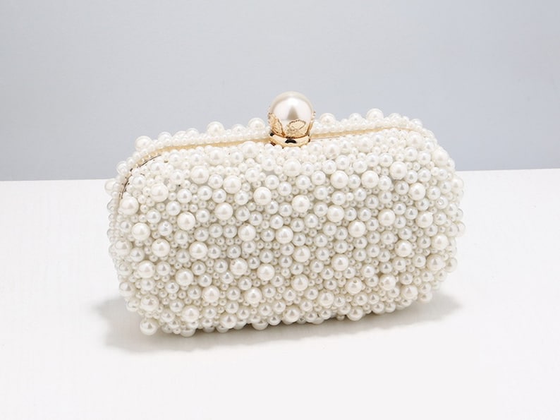 Quadratische Perle Clutch Abendtasche Für Hochzeit Bankett Perle Brauttasche Braut Clutch Brauttasche Hochzeitsgeschenke Brautgeschenk Perlenkette Bild 1