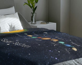 Solar System blanket, sun blanket, earth blanket, stars blanket, venus, planets, mercury, jupiter, pluto, saturn, solar, universe, planets