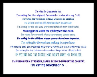 I'm Voting For Human Rights: trans kids, workers, migrants, immigrants, etc. Voting our Values &Beliefs png for sublimation, printing, etc.