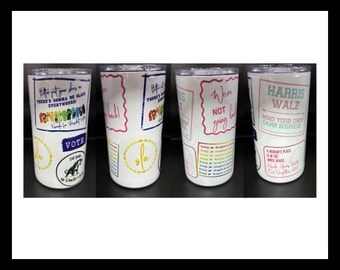 All the Harris-Walz Swag on Your Own 16 oz. Stainless Steel Tumbler with straw and 2 lid options. Vibrant, Detailed, Perfect for Hot or Cold