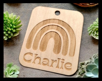 Name Tag Laser Engraved - wooden