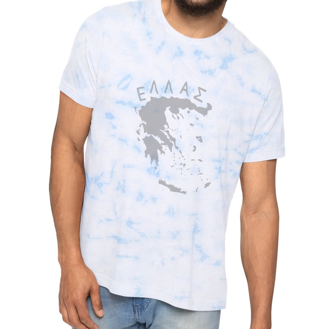 Hellas Greek Fashion Tiedyed Tshirt Favorite Tee Hellas Greece Novelty Tshirt in Greek Short