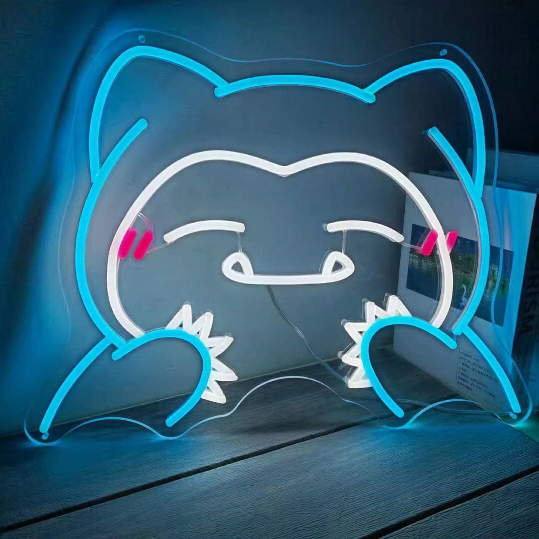 Snorlax Anime Cute Led Custom Neon Light Neon Sign Indoor Wall - Etsy