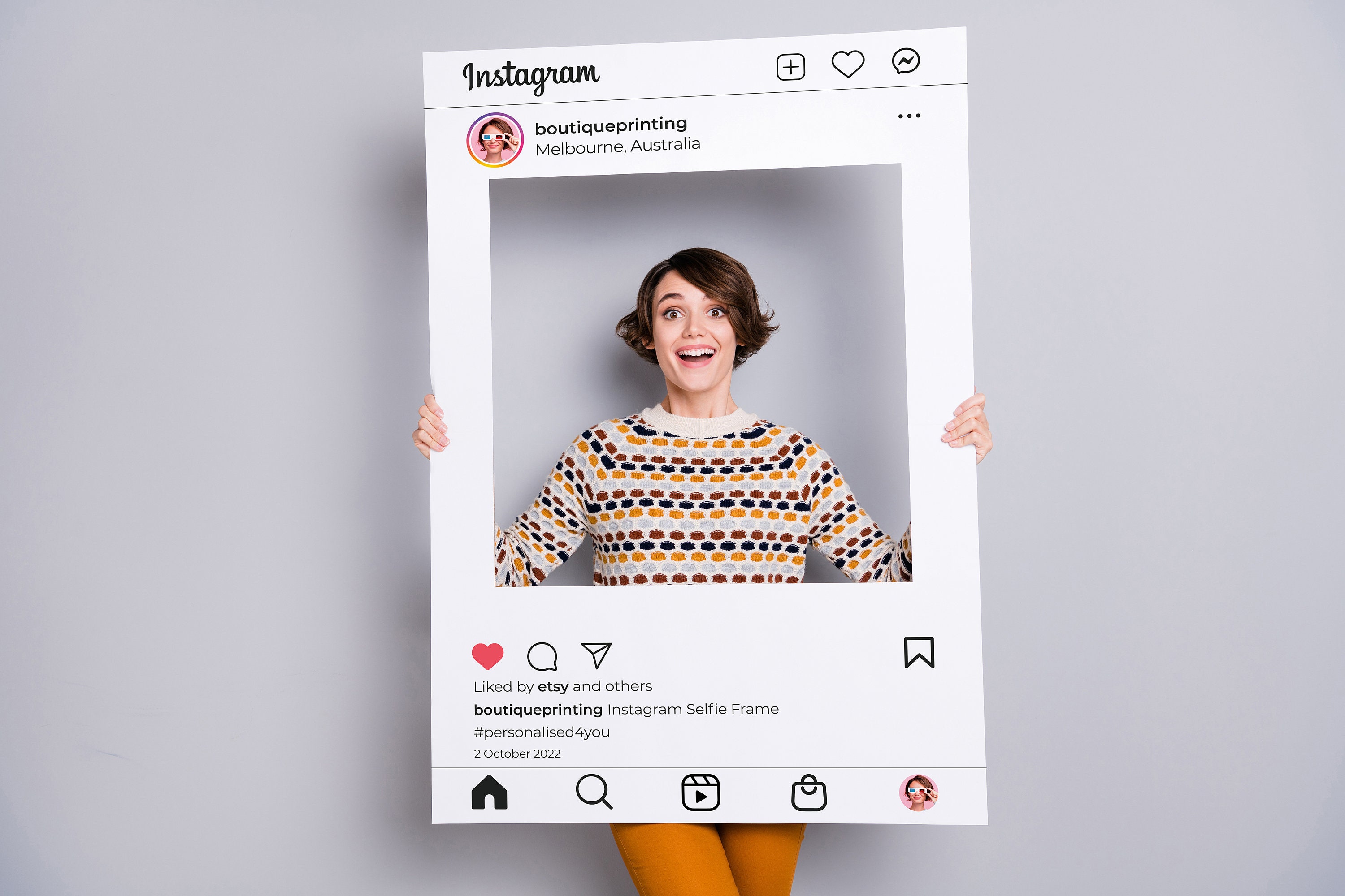 Custom Printed Instagram Selfie Frame, Social Media Frame, Photobooth Custom Printed Instagram Selfie Frame, Social Media Frame, Photobooth